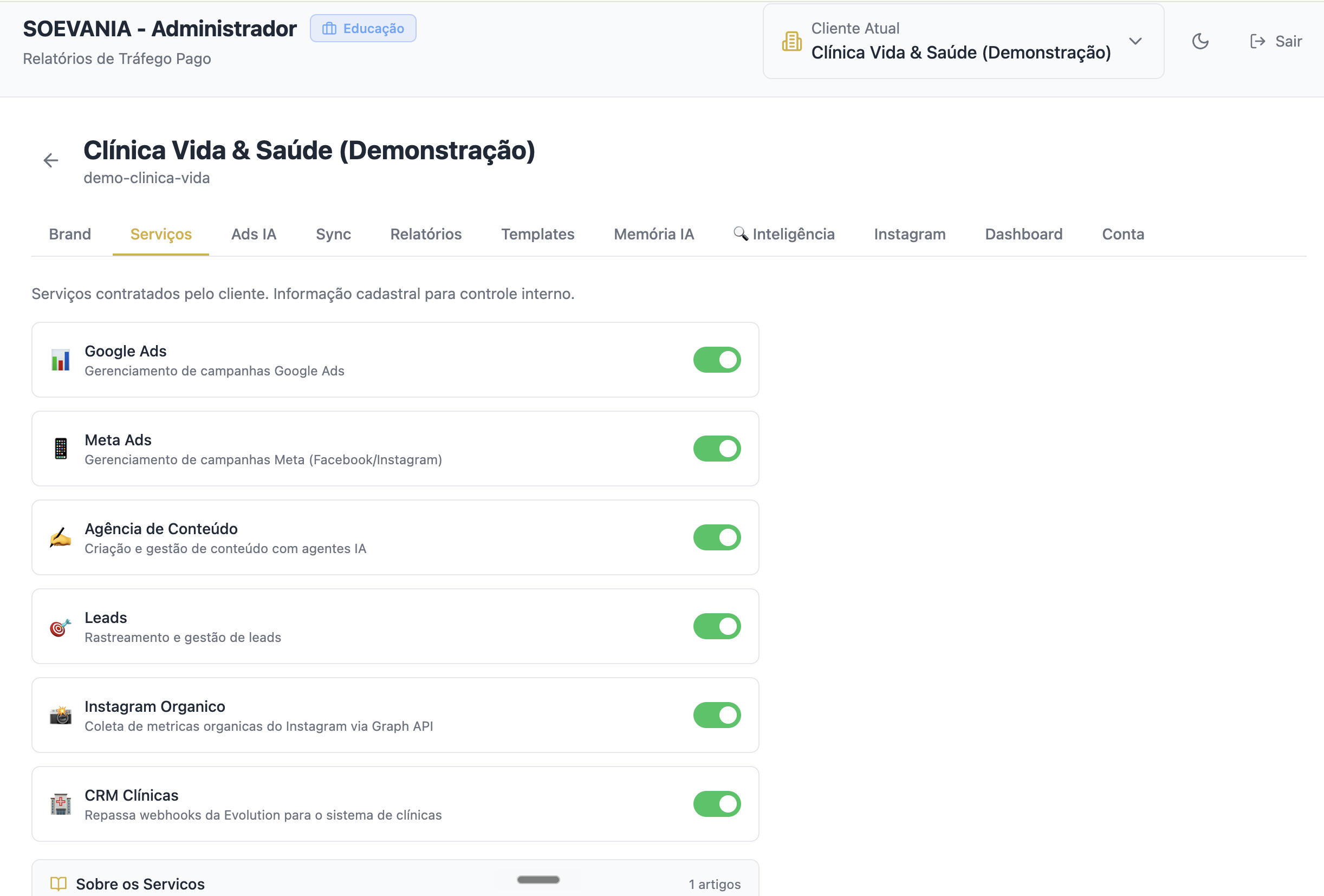 Radar — serviços contratados